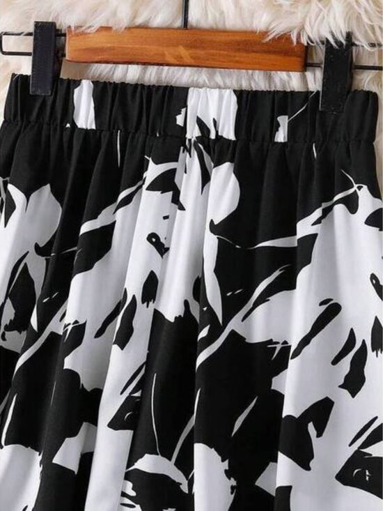 Women Random Print Casual Skirt Black Vacation Summer - Picture 8 of 8